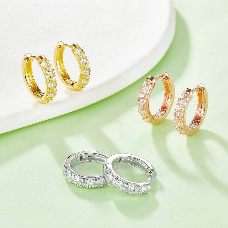 双排对半耳环S925银Moissanite厘石D级0.27ct
